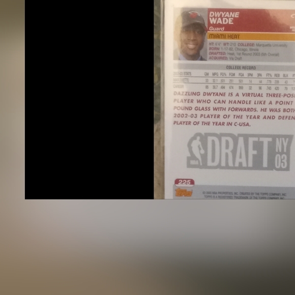 2003- '04 Topps #225 Dwayne Wade RC Draft Pick Miami Heat - Picture 7 of 7